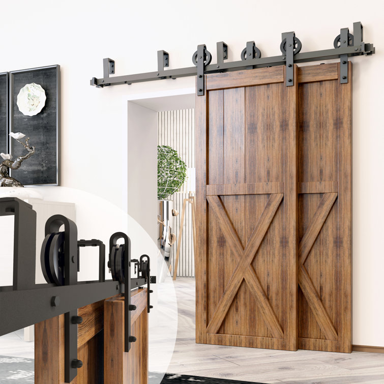 Homacer Double Bypass Double Door Barn Door Hardware Kit & Reviews